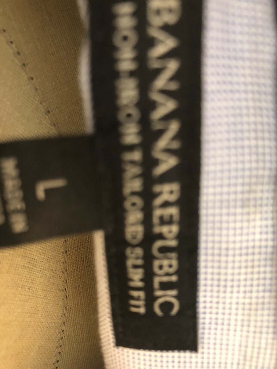 Banana Republic Slim Fit Non Iron Blue Check Shirt Men's L 16-16.5
