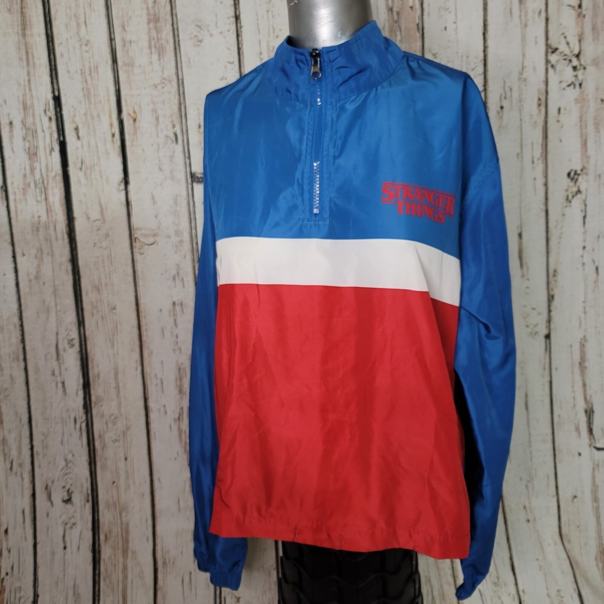 Stranger Things Netflix 1/4 Zip Color block Windbreaker Pull Over