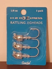 H2O Xpress Rattling Jigheads 1/8 oz 3-pack Coastal - Clear
