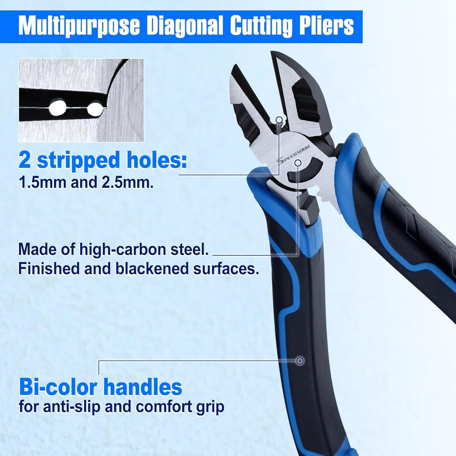 SPEEDWOX 6-Inch Multifunctional Tool Pliers: Multipurpose 6", Blue & Black 