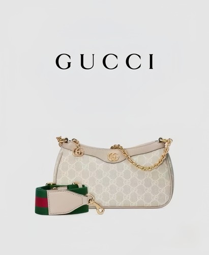 GUCCI Ophidia Small Beige And White GG Canvas Shoulder Bag  735132 Authentic