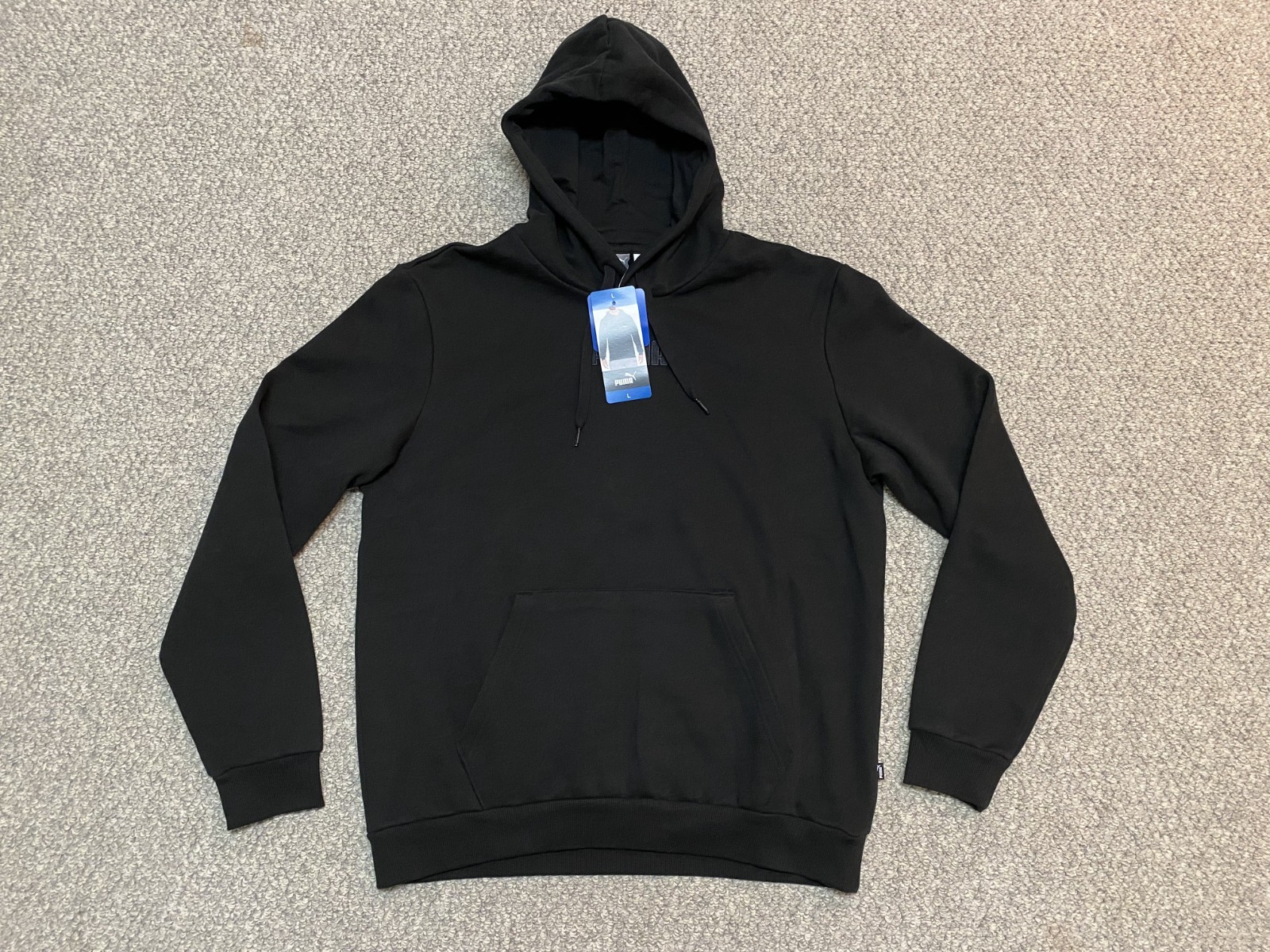 New Puma Men's Pullover Fleece Hooded Hoodie Sweatshirt Embossed Large L