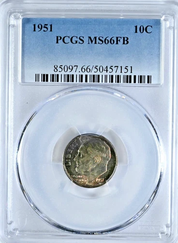 1951 Roosevelt Dime PCGS Graded Coin MS66 FB Full Bands #85097