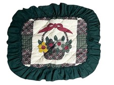 Vintage Standard Quilted Ruffle Patchwork Pillow Sham Green Floral Perfect Fit