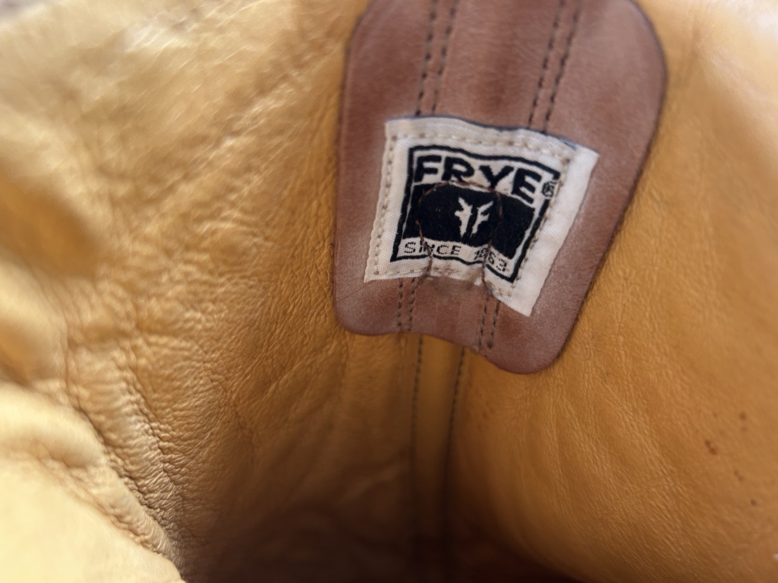 Vintage Frye Brown Eagle Harness Western Boot Women Sz 9 Cognac Square Toe OT