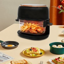 4L Air Fryer, Visible Baking Basket Air Fryer ,Air Fryer with Touch Scree，Black