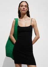 Mango - Size XXS - Short Knitted Dress, Black
