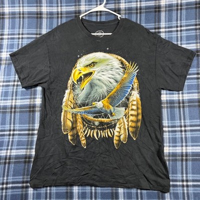 DOM Its About The Art Mens Large Black Eagle Dreamcatcher Graphic T-Shirt L