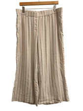 J. Jill linen wide-leg cropped pull on pants size L neutral boho Lagenlook nauti