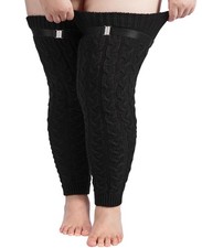 Extra Long Plus Size Leg Warmers for Women - Winter Knitted Over Knee