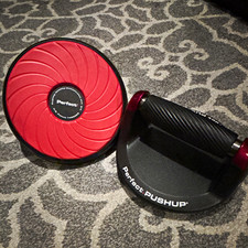 Perfect Pushup Push Up Stands Rotating Handles Grips Black/Red Set of 2