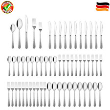 Joyfair Besteck Set 12 Personen, 60-teiliges Edelstahl Gehämmertes Besteckset 