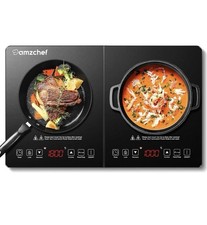AMZCHEF Double Induction Hob, Portable Induction with Ultra-Thin Body RRP £79.99