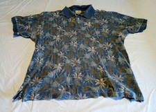 Vintage LL Bean Shirt Men's Large L Polo Short Sleeve Floral Palm Design Nature