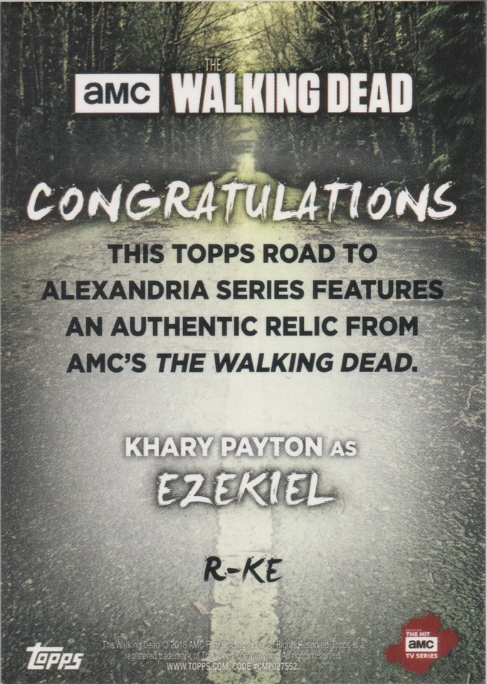 The Walking Dead Road To Alexandria, Khary Payton (Ezekiel) Wardrobe Relic Card - Image 2 of 2