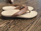 MEGNYA Women’s Beige/Brown Solid Thong Sandals Slip On Woven US 8 EU 39 — photo 1