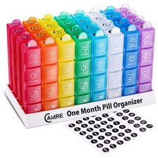 CAidRE Monthly Pill Organizer 4 Times A Day, One Month Pill Organizer, Monthl...