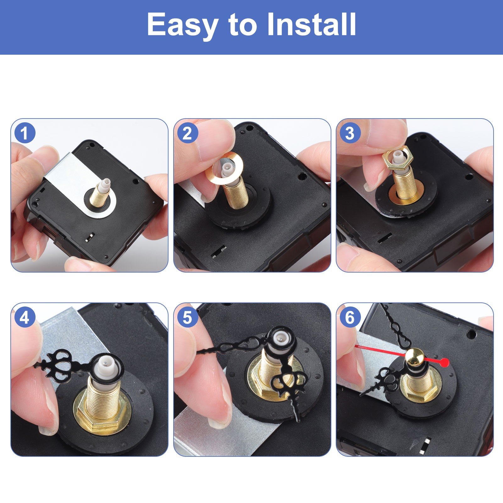 3PCS Silent Quartz Clock Movements Mechanism Kit w/8 Hands DIY Repair 16/20/23mm