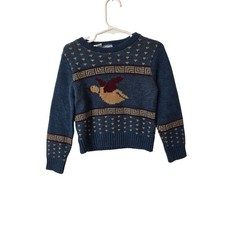 Vintage Brig-A-Doon Boys Size 5 Mallard Duck Fair Isle Sweater USA
