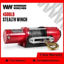 Stealth 4,500lb 12v Electric Winch - Synthetic Rope for Car Trailer ATV UTV
