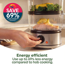 Salter 3 Tier Electric Food Steamer, 7.5 L with Rice Bowl, 500 W