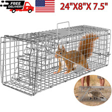 Live Animal Trap Extra Large Rodent Cage Garden Rabbit Raccoon Cat 24"X8"X 7.5"