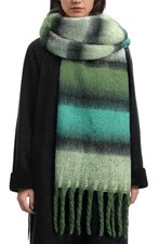 Women's Winter Scarfs for Women, Mohair Vintage Scarf Large Chunky Dark Green
