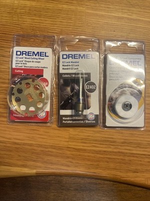 Lot of Dremel EZ544 Wood Cutting Wheel & EZ Lock Mandrel EZ402 W/Polish Wheel