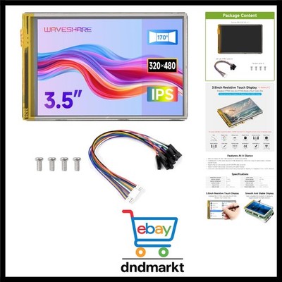 3.5inch Resistive Touch Display G for Raspberry Pi, IPS Panel, 320x480 Resolu...