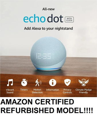 【美品】Amazon echo dot 第5世代 with clock Amazon Echo Dot (5th Gen) Smart Speaker w/ Alexa Clock Cloud Blue
