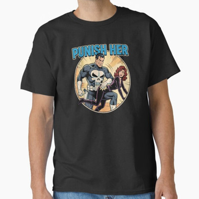 Punish Her Comic Book Movie Hero Spank Funny Punisher Parody Men's T-shirt
