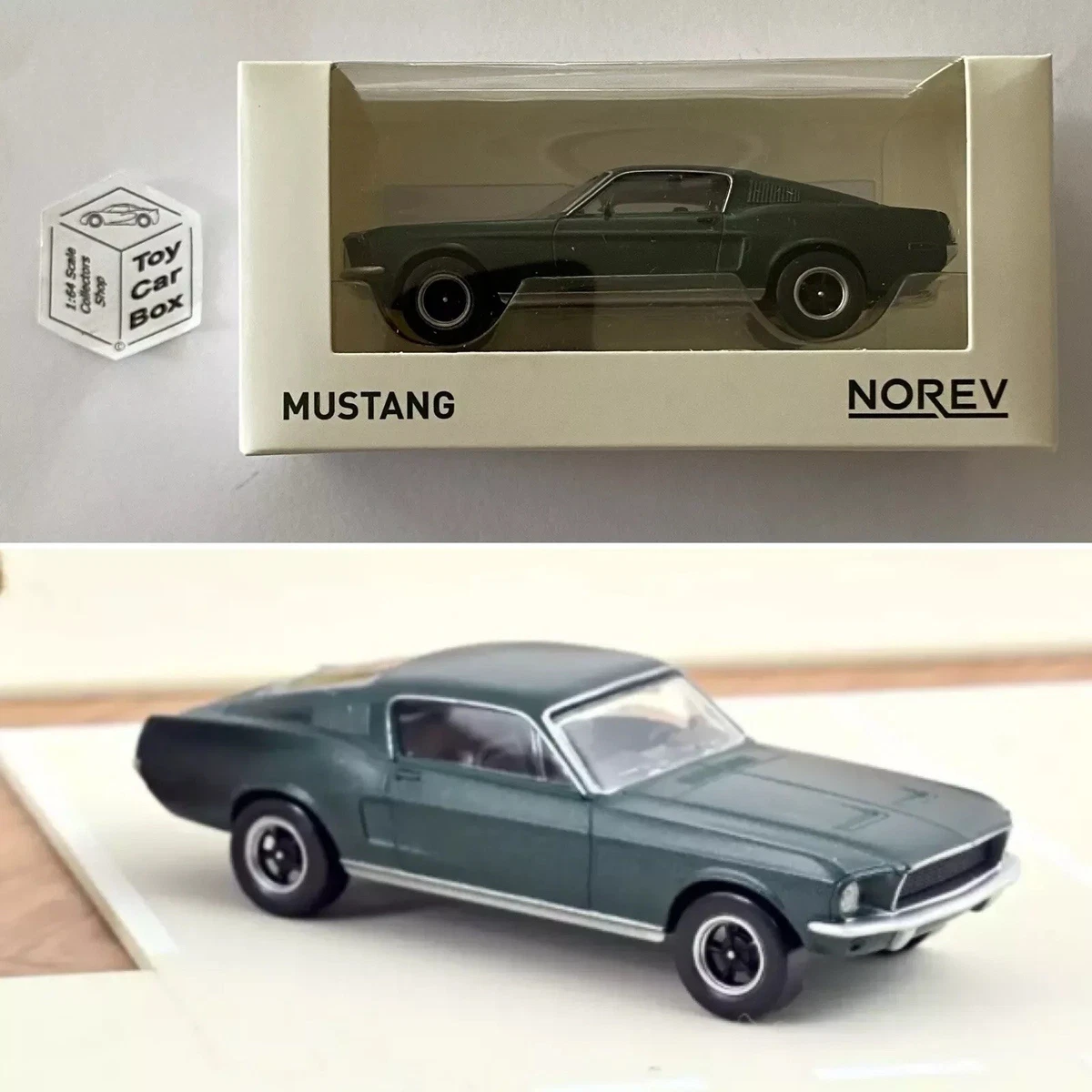 NOREV 1:43 Scale* - Ford Mustang 1968 Fastback (Green 'Bullitt' - Jet Car) O15g