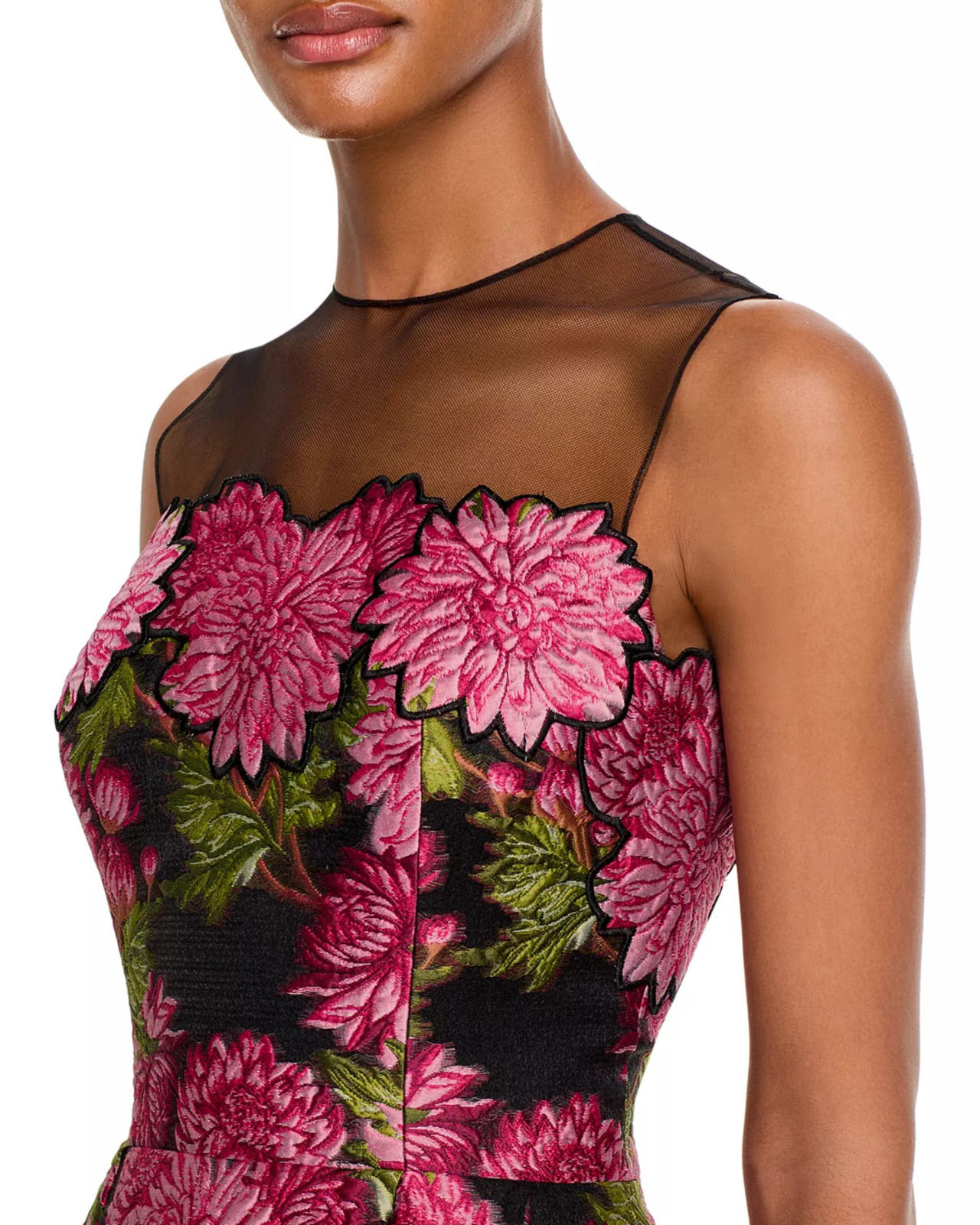 Teri Jon by Rickie Freeman Floral Jacquard Fit & Flare Dress MSRP $810