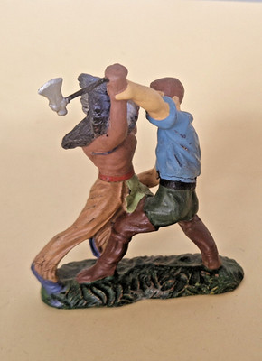 Elastolin Wildwest Massefigur 7cm Cowboy u. Indianer im Zweikampf, Top, 30-50er