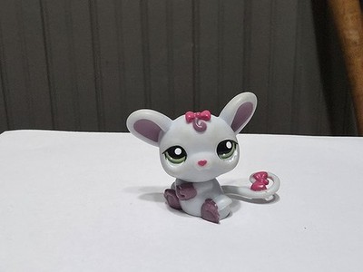 Littlest Pet Shop Authentic # 1560 Light Blue Rat Mouse Magenta Pink Bow