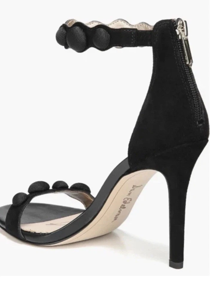 Sandálias femininas Sam Edelman Addison salto agulha camurça preta alça de tornozelo 9 $120 - Imagem 2 de 4