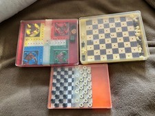 3 Petits jeu de voyage :  PETITS CHEVAUX  / ECHEC / DAMES   VINTAGE 