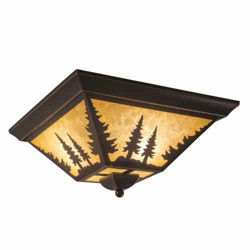 Yosemite 3-Light Flush Mount in Rustic and Square Style 5.75 Inches Tall and 14 - Picture 1 of 5