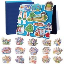 CHEFAN 16 Pack Felt Board Bible Stories Set, Flannel Dark Blue