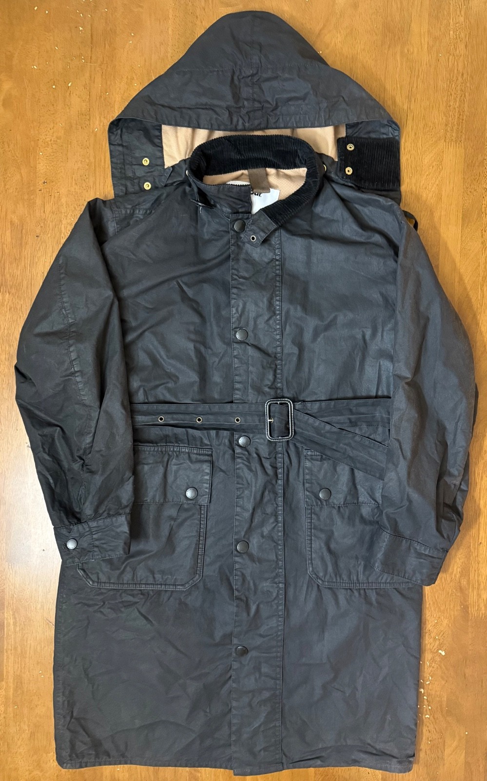 Barbour x Margaret Howell Ursula Wax Jacket Black Made in England UK 8 Hooded