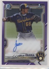 2021 Bowman Chrome Prospect Purple Refractor 67/250 Jesus Parra Auto 0md8