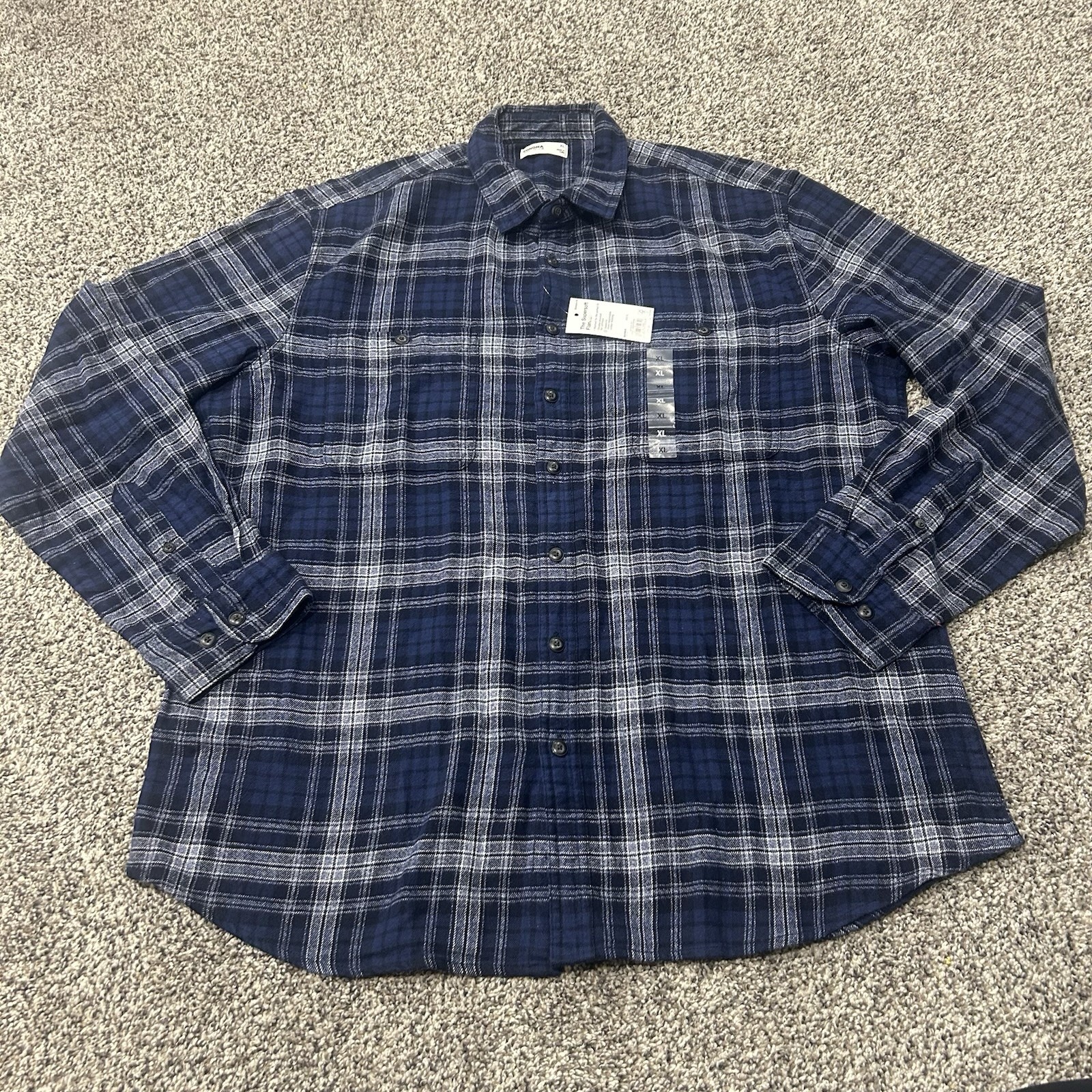 Sonoma Plaid Flannel Shirt Xl Blue Nwt Button Down