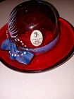 Fenton 100 Years Anniversary Red Glass Hat Hand Painted Signed J.Fredrick