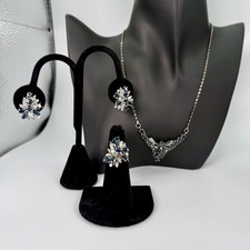Vintage Gori & Zucchi 925 Italy Blue Spinel Sterling Silver Jewelry Set Arezzo