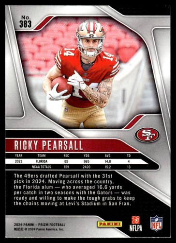49ers Rookie Ricky Ricky Pearsall Rookie #383 2024 Panini Prizm San Francisco 49ers | eBay