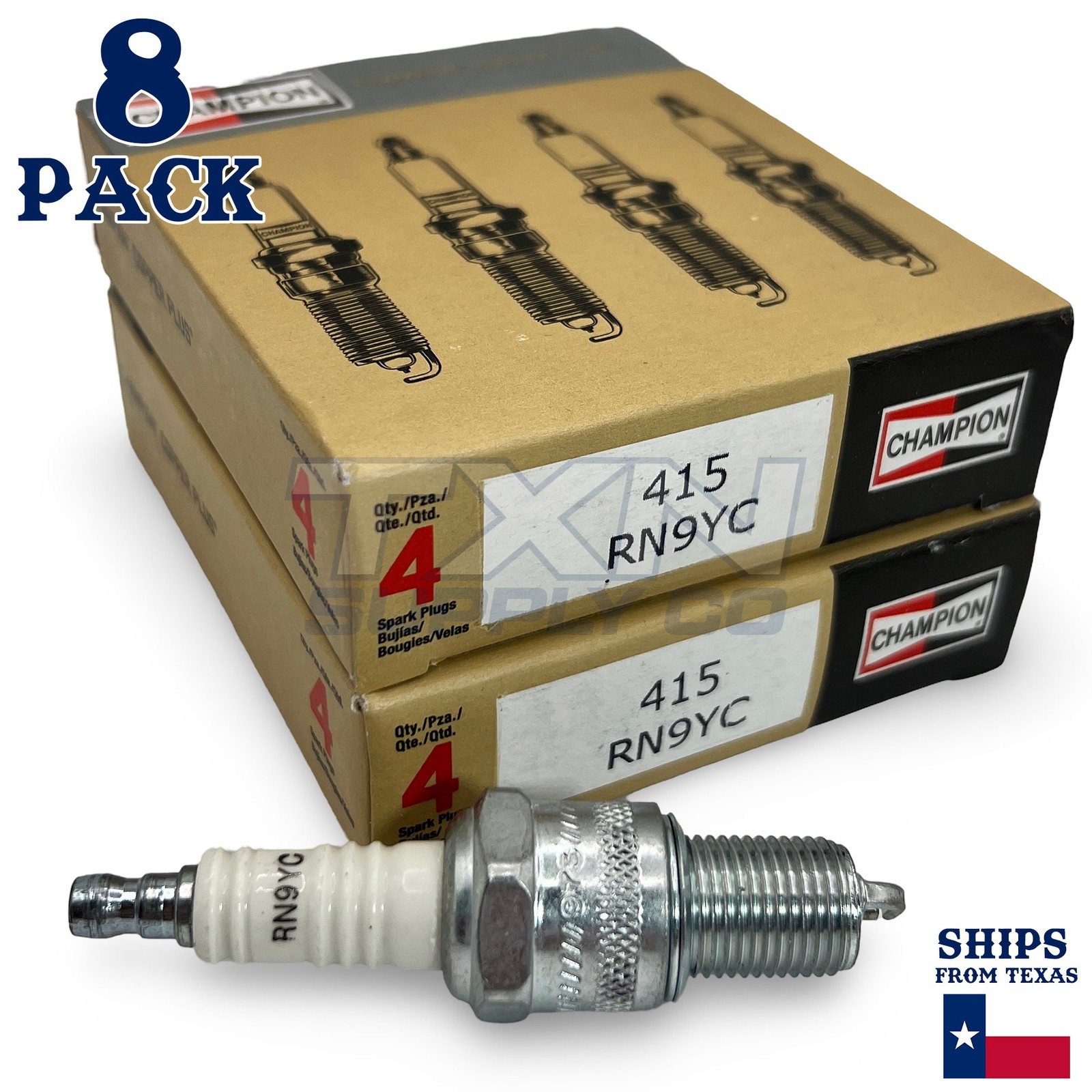 Champion 415 Copper Plus Spark Plug RN9YC -  8 Pack