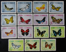 TIMBRES du 1CUBA - INSECTES - PAPILLONS N°881/895 oblitéré CACHET à DATE