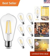 Stylish 6 Pack LED Edison Bulbs, Non-Dimmable 6W, 750 Lumens, 2700K Warm White