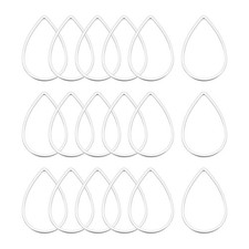 Teardrop Beading Hoop Link Open Bezel Charm Ring 0.55"x0.86" Silver Tone 20pcs