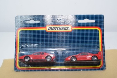 C3 1:64 3INCH 3 INCH MATCHBOX TWO PACK FERRARI TESTAROSSA + F40 RED SET MIB RARE